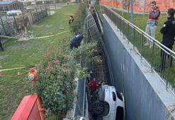 Bahçelievler'de feci kaza! Araçlara çarptı, boşluğa düştü