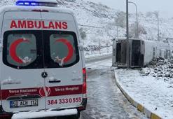 Nevşehir'de devrilen işçi servisindeki 14 kişi yaralandı