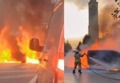 Sultangazi’de seyir halindeki araç alevlere teslim oldu