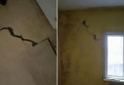 Beykoz'da tedirgin eden görüntü! İki binanın zemininde ve duvarlarında derin çatlaklar oluştu