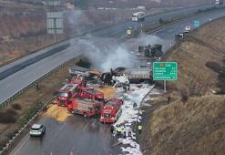 Son dakika... Gaziantep'te feci olay! Çarpışan 3 TIR'da yangın çıktı