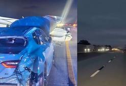 Uçak, seyir halindeki aracın üzerine acil iniş yaptı! O anlar saniye saniye kaydedildi