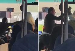 Halk otobüsünde şoförle kadın yolcu tekme tokat kavga etti