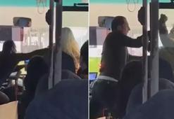 Halk otobüsünde şoförle kadın yolcu tekme tokat kavga etti