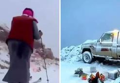 Suudi Arabistan çöllerinde sıra dışı görüntü! Etraf bembeyaz oldu, gören inanamadı