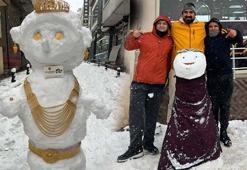Yurtta kar manzaraları! Esnaf müşteri bulamayınca kardan adamları 'müşteri' yaptı