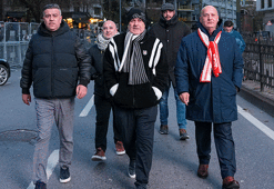 Spor camiası, Filistin'e destek olmak için Galata Köprüsü'nde buluştu