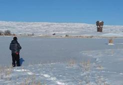 Sivas'ın en büyük gölü Tödürge, buz tuttu