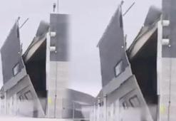 Rüzgarın şiddetine dayanamadı! Fabrikanın duvarı böyle uçtu