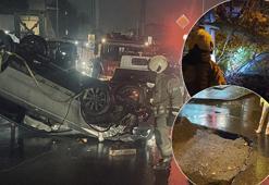 İstanbul'u yağış vurdu! Yollar çöktü, Araçlar takla attı, ağaçlar devrildi