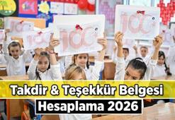 İşte Hesaplama Örneği ✅ Takdir & Teşekkür Belgesi hesaplama 2026 | 1. Dönem için ortaokul, lise Takdir - Teşekkür Belgesi puanı kaç?