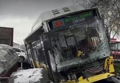 Esenler'de İETT otobusü otoparka daldı