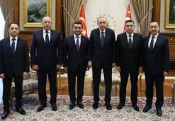 Cumhurbaşkanı Erdoğan, Cumhurbaşkanlığı Külliyesi’nde Özbekistanlı bakanlar ve güvenlik yetkililerini kabul etti