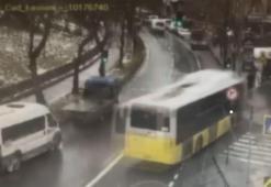 Esenler'de İETT otobüsünün otoparka daldığı an kamerada! Yaya saniyelerle kurtuldu