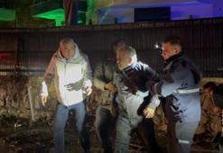 Hayat kurtaran çalı! Araç sürüklendi, sürücü son anda kurtuldu