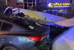 Beylikdüzü’nde fırtına dehşeti: Binanın dış cephesi aracın üzerine düştü