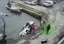 Sarıyer’de nefes kesen anlar! Otomobil denize uçtu, tekneden atlayıp yüzerek kurtarmaya gitti