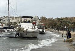 Bodrum’da fırtına! Tekneler karaya oturdu, feribot seferi iptal edildi