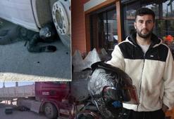 TIR'ın altında metrelerce sürüklendi, hayatta kaldı: Asfaltla burun burunaydım