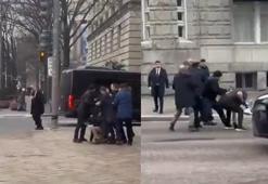 ABD’de Azerbaycan Cumhurbaşkanı Aliyev’e yönelik provokatif eylem girişimi! Arbede anları kamerada