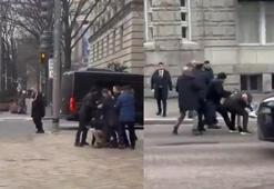 ABD’de Azerbaycan Cumhurbaşkanı Aliyev’e yönelik provokatif eylem girişimi! Arbede anları kamerada