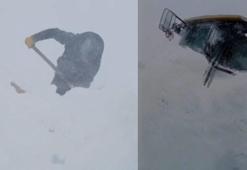 Ardahan-Şavşat kara yolunda karla mücadele eden ekiplerin üzerine çığ düştü