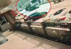Kan donduran görüntü! TIR önüne aldığı otomobili metrelerce sürükledi