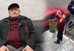 Soğuk havaya rağmen aşağı indi! Yerde bulduğu Türk bayrağını öperek astı