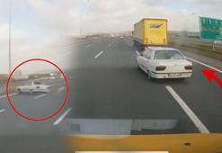 Arnavutköy’de makas faciası kamerada! Kontrolden çıkıp bariyere çarptı