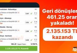 Geri dönüşlerle 461.25 oran yakaladı! 2.135.153TL kazandı…