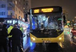 Kırmızı ışıkta yolun karşısına geçen yayaya İETT otobüsü çarptı