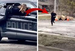 Polis aracının içinden böyle kaçtı! Firari kadın her yerde aranıyor