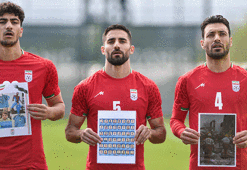 İran Milli Takımı, Kosta Rika maçına öldürülen çocukların fotoğraflarıyla çıktı