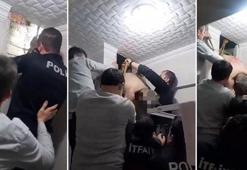 Boşanma aşamasındaki eşinin evine girmek istedi, havalandırma boşluğunda sıkıştı