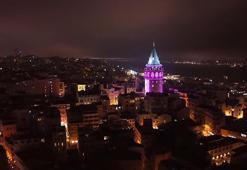 Galata Kulesi farkındalık için mor renge büründü