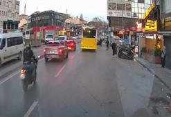 Ümraniye’de aniden duran araca motosiklet çarptı! O anlar böyle kaydedildi