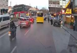 Ümraniye’de aniden duran araca motosiklet çarptı! O anlar böyle kaydedildi