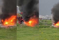 Galericiler Sitesi’nde korku dolu dakikalar! Otomobil alev alev yandı