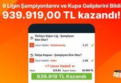 9 Ligin Şampiyonlarını ve Kupa Galiplerini Bildi 939.919,00 TL kazandı!