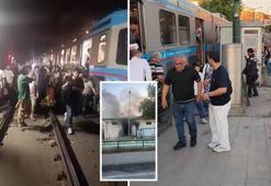 İstanbul'da tramvay hattında korkutan trafo yangını! Yolcular raylara indi