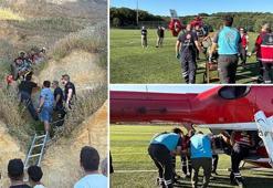 Gökyüzünde dehşet anları! Yamaç paraşütü kayalıklara çarptı: 1'i çocuk 2 yaralı