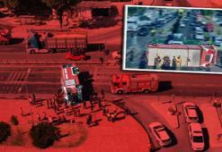 Yangın ihbarına gidiyorlardı! Kaza yapan itfaiye aracı yan yattı: 3 yaralı