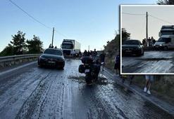 Yola akan mazot faciayı beraberinde getirdi! Zincirleme kazada 4 araç birbirine girdi