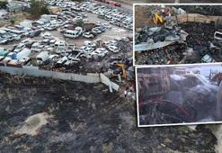 İzmir'de yediemin otoparkı alevlere teslim! 50 motosiklet ile 12 araç kül oldu