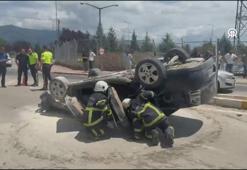 Tokat'ta otomobilin devrildiği kaza kamerada