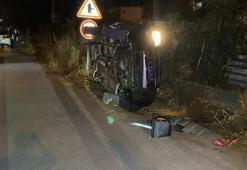 Bursa'da feci kaza! Takla atan araç çitlere çarparak durabildi; 2 yaralı
