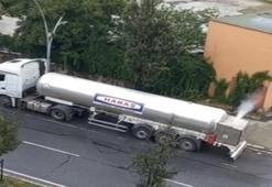 Park halindeki tanker korkuya neden oldu! Gaz sızıntısı ekipleri harekete geçirdi