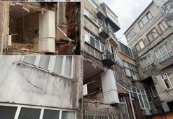 Şişli'de bina duvarı gürültüyle çöktü! 'Deprem oldu zannettik'