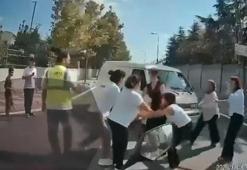 Sancaktepe’de kadınlar arasındaki saç saça kavga kamerada