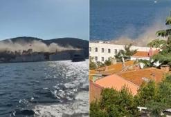 Heybeliada'da Deniz Harp Okulu'nun çatısında yangın söndürüldü